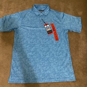 Pebble beach polo | athletic fit | medium | blue with white speckle |
